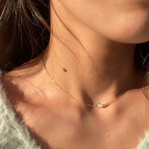 ⚡Gold White Birthstone Necklace for Women Diamond Pendant Charm Link Chain - Picture 4 of 6